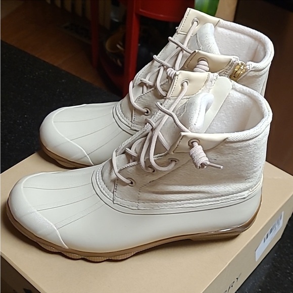 NWT Sperry Syren Gulf Rain Winter Boots in Cream Sz 5 - Picture 4 of 7